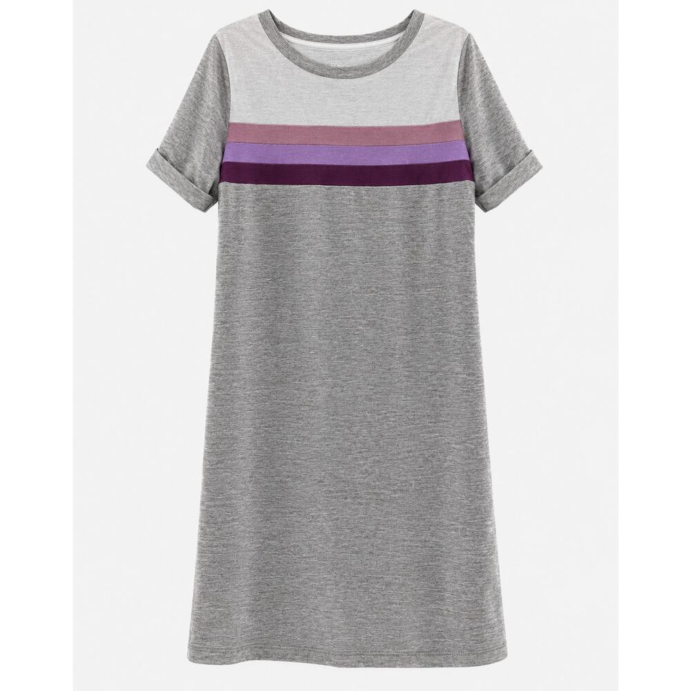 Love Fire Gray Striped T-Shirt Dress Short Sleeve Casual - Picture 8 of 8